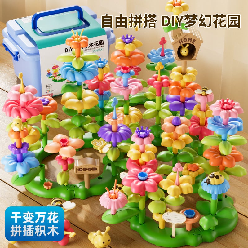 Children'S Artificial Building Blocks Bouquet Diy Cartoon Versatile Garden Assembly Puzzle Puzzle Toys For Boys And Girls - Image 2